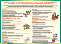 Таблица "Правила безопасности на уроках труда для девочек" (100х140 сантиметров, винил) - fgospostavki.ru - Барнаул