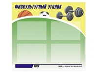 Стенд информационный "Физкультурный уголок" (80х75 сантиметров, 4 кармана, алюминиевый профиль) - fgospostavki.ru - Барнаул