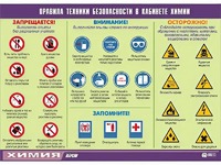 Таблица демонстрационная "Правила техники безопасности в кабинете химии" (винил 100х140) - fgospostavki.ru - Барнаул