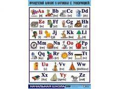 Таблица демонстрационная "Французский алфавит в картинках" (с транскрипцией) (винил 100*140) - fgospostavki.ru - Барнаул