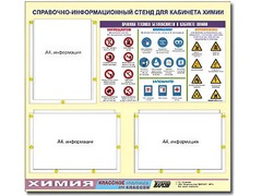 Стенд информационный "Правила техники безопасности в кабинете химии" (75х70, 3 кармана) - fgospostavki.ru - Барнаул