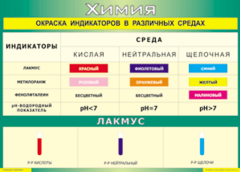 Таблица "Окраска индикаторов в различных средах" (100х140 сантиметров, винил) - fgospostavki.ru - Барнаул