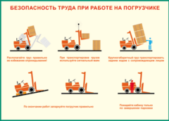 Таблица "Безопасность труда при работе на погрузчике" (100х140 сантиметров, винил) - fgospostavki.ru - Барнаул