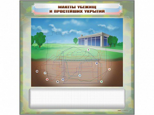 Магнитно-маркерная доска "Макеты убежищ и простейших укрытий" с комплектом фолий и тематических магнитов - fgospostavki.ru - Барнаул