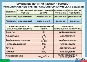 Таблица. Сравнение понятий изомер и гомолог. Функциональные группы классов органических веществ. - fgospostavki.ru - Барнаул