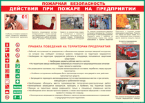 Таблица "Действия при пожаре на предприятии" (100х140 сантиметров, винил) - fgospostavki.ru - Барнаул