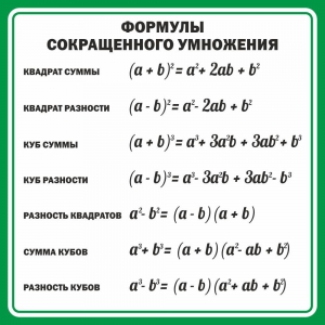 Стенд "Формулы сокращенного умножения" Вариант 2 - fgospostavki.ru - Барнаул