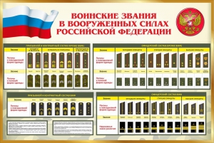 Стенд "Воинские звания в вооруженных силах РФ" - fgospostavki.ru - Барнаул