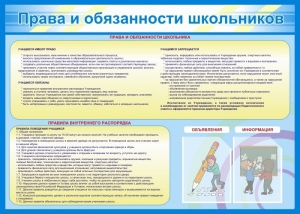 Стенд "Права и обязанности школьников" - fgospostavki.ru - Барнаул