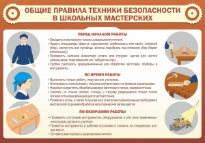 Стенд "Общие правила техники безопасности в школьных мастерских" - fgospostavki.ru - Барнаул