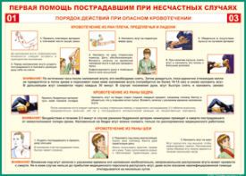 Таблица "Порядок действий при опасном кровотечении" (100х140 сантиметров, винил) - fgospostavki.ru - Барнаул