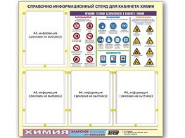 Стенд информационный "Правила техники безопасности в кабинете химии" (80х75, 4 кармана) - fgospostavki.ru - Барнаул