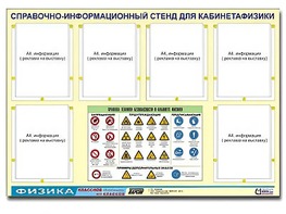 Стенд информационный "Правила техники безопасности в кабинете физики" (80х110, 6 карманов) - fgospostavki.ru - Барнаул