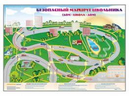 Магнитно-маркерная доска "Безопасный маршрут школьника (дом – школа – дом)" с комплектом тематических магнитов - fgospostavki.ru - Барнаул