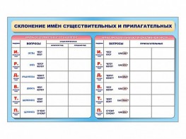 Фрагмент (демонстрационный) маркерный (двухсторонний) "Склонение имен существительных и прилагательных" - fgospostavki.ru - Барнаул